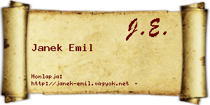 Janek Emil névjegykártya